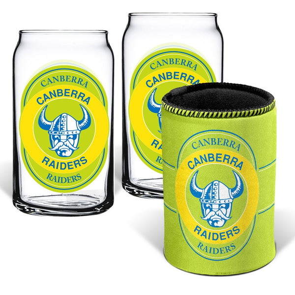 Canberra Raiders Can Glasses and Can Cooler Pack