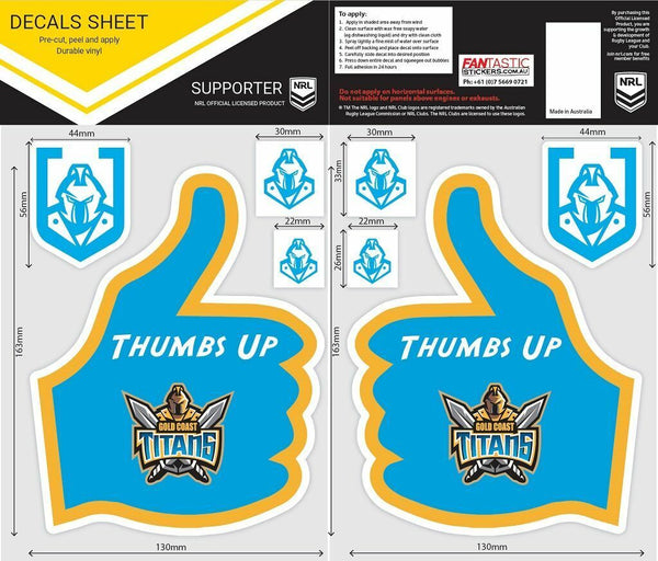 Gold Coast Titans Thumbs Up Decal Sticker
