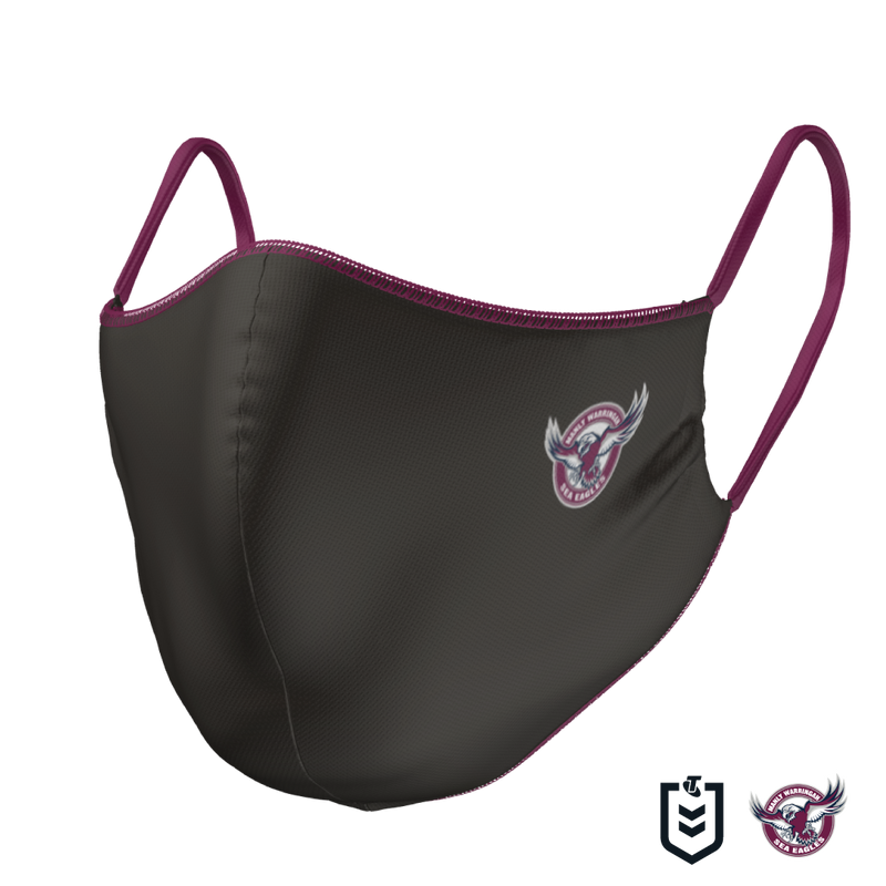 Manly Sea Eagles Double Sided Face Mask with Adjustable Earstraps