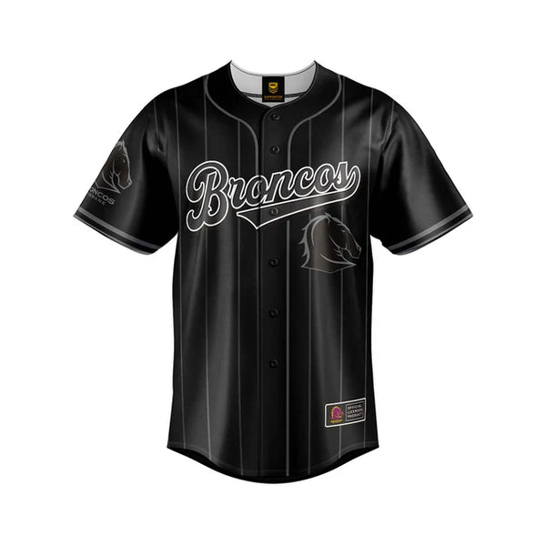 Brisbane Broncos ADULTS Blackout Baseball Shirt