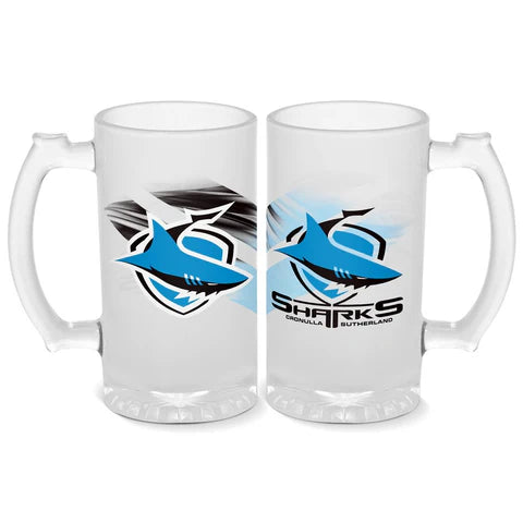 Cronulla Sharks Frosted Stein Glass