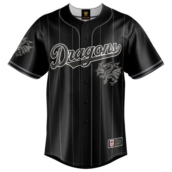 St George Illawarra Dragons ADULTS Blackout Baseball Shirt
