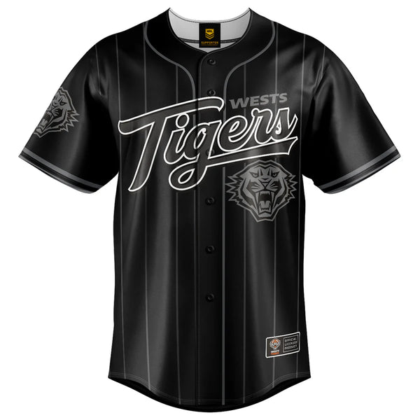 Wests Tigers ADULTS Blackout Baseball Shirt