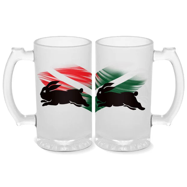 South Sydney Rabbitohs Frosted Stein Glass