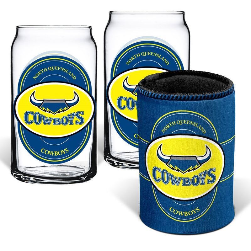 North QLD Cowboys Can Glasses and Can Cooler Pack