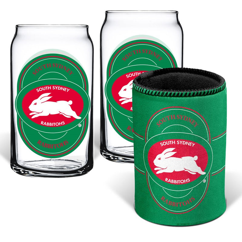 South Sydney Rabbitohs Can Glasses and Can Cooler Pack