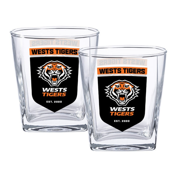 Wests Tigers 2 Pack Spirit Glasses