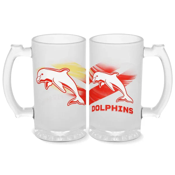 Dolphins Frosted Stein Glass