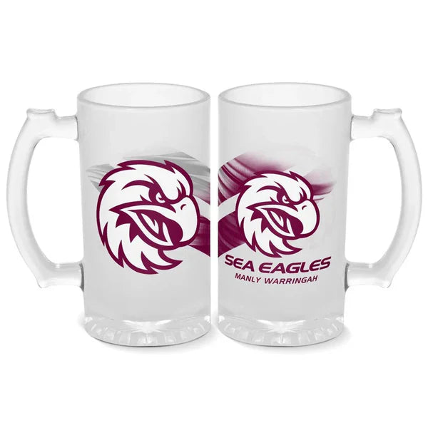 Manly Sea Eagles Frosted Stein Glass