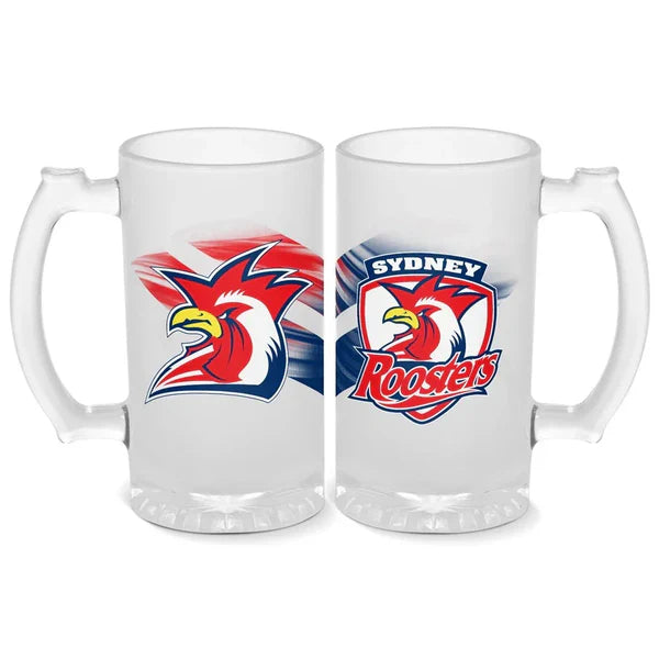 Sydney Roosters Frosted Stein Glass
