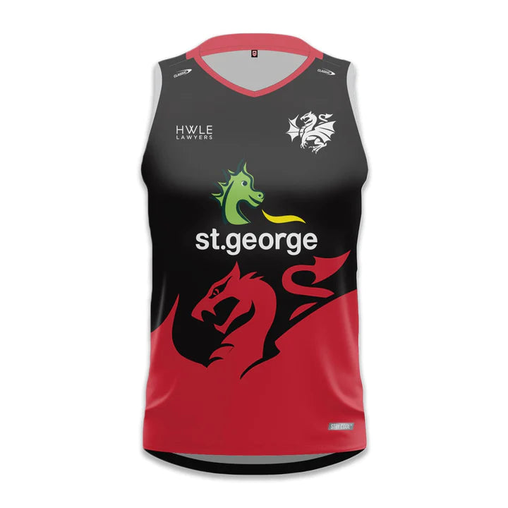 2024 St George Ilawarra Dragons ADULTS Training Singlet Black