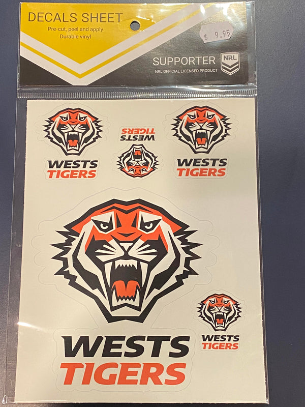 Wests Tigers  decal Sticker Sheet