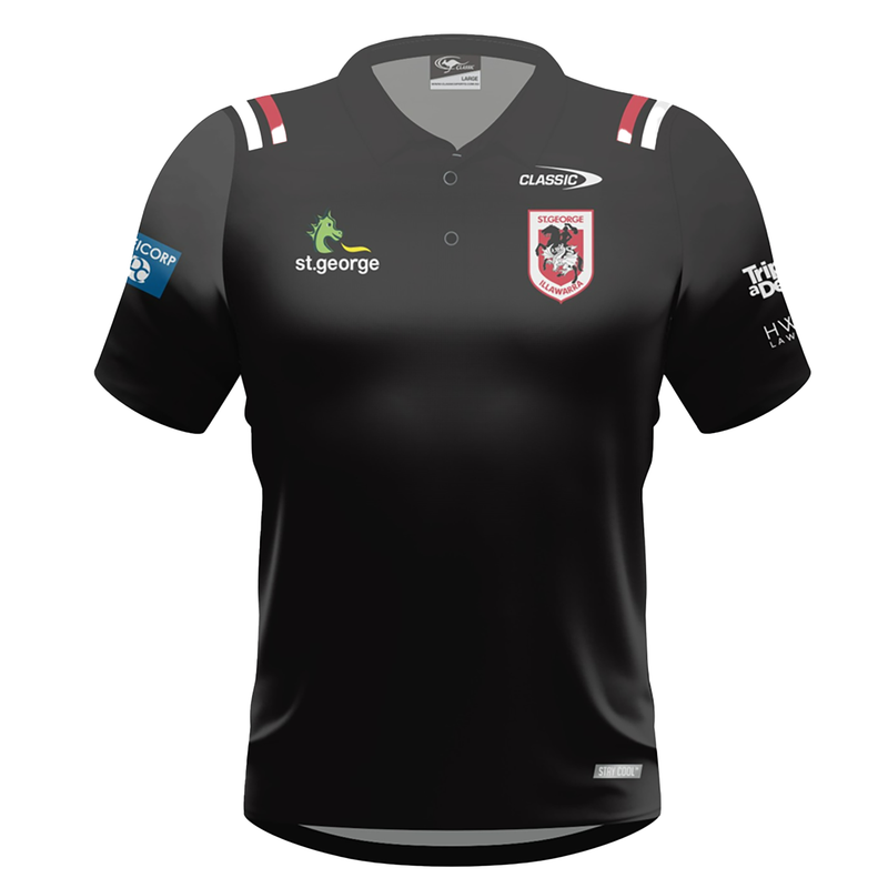 2024 St George Illawarra Dragons ADULTS Media Polo Black
