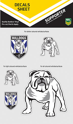 Canterbury Bulldogs Decal Sticker Sheet