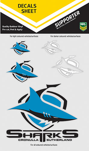 Cronulla Sharks Decal Sticker Sheet
