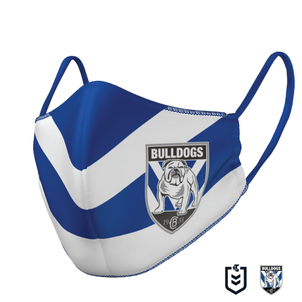 Canterbury Bulldogs Double Sided Face Mask with Adjustable Earstraps