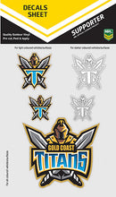 Gold Coast Titans Decal Sticker Sheet