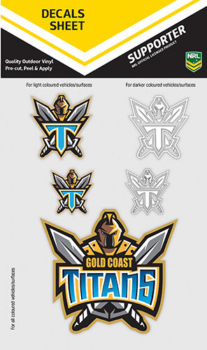 Gold Coast Titans Decal Sticker Sheet